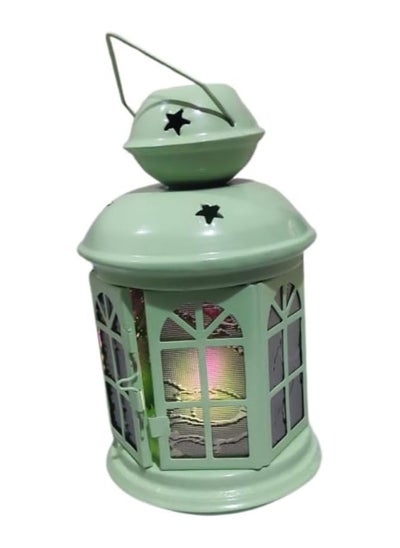 اشتري Ramadan Lantern Metal Green Pistachio with Electronic Candle Gift في مصر