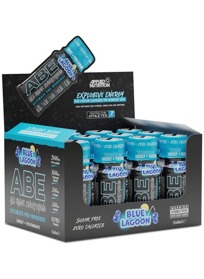 Buy Abe Ultimate Pre Workout Shot Blue Lagoon 60Ml Pack Of 12 in UAE