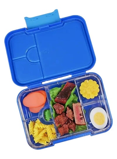 Buy Square Grid BPA Free Portable Lunch Box Microwave & Dishwasher Safe - Blue in Saudi Arabia