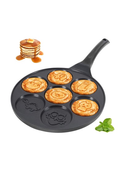 Buy 7 Flapjack Animals Molds Pancake Maker Skillet Non-stick Breakfast Pan for Pancake, Blinis, Omelets, Fried Eggs, black in UAE