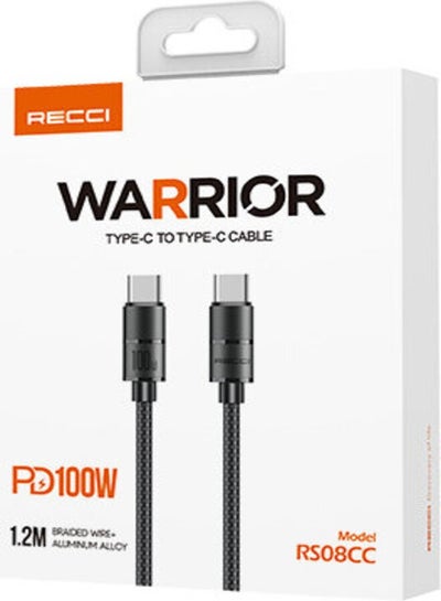 اشتري Recci Type-C To Type-C Pd Cable RS08CC Warrior Series 100W Fast Charging Feature 1.2m في مصر