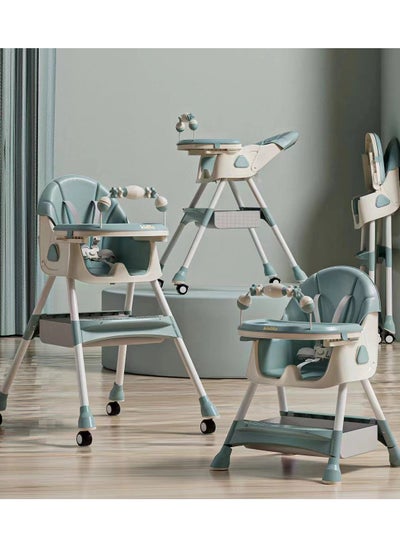 اشتري Kidillo Baby High Chair with Footrest, Toddler Feeding Booster Seat with Tray, Wheels, Toy Bar and Safety Harness for Kids في مصر