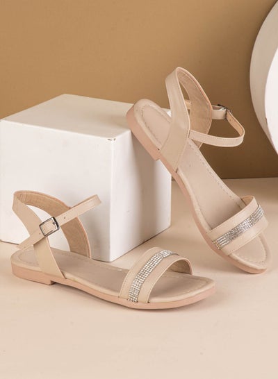 اشتري Flat Diamond Sandals From The Front-beige في مصر