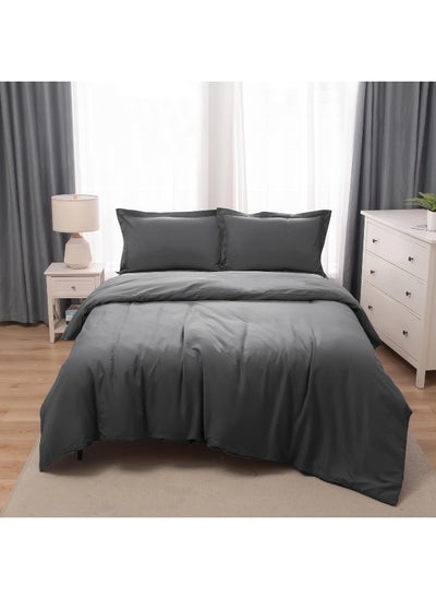 اشتري Bedding Duvet Cover King Size Set- 1Pieces Duvet Cover 260X220Cm / 2Pieces-Pillow Shams 50X90Cm (Dark Grey, King) في الامارات