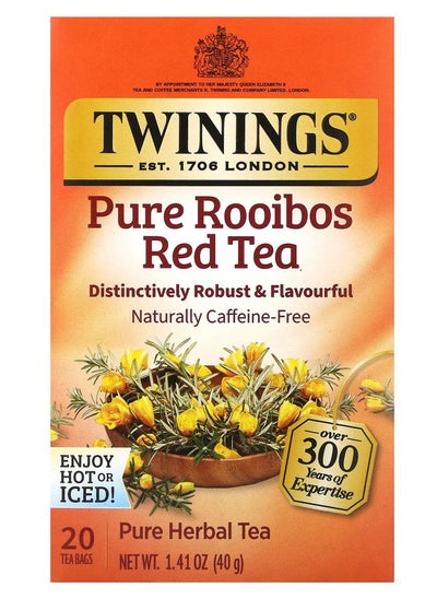 Buy Pure Herbal Tea Pure Rooibos Red Tea Caffeine Free 20 Tea Bags 1.41 oz (40 g) in UAE