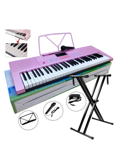 Buy 61 key YM-288 Keyboard with stand Electronic Piano (Ym-288-Pink with stand) in UAE