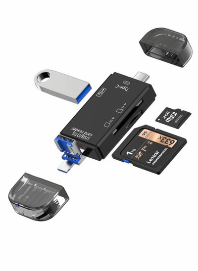 اشتري 6-in-1 SD Card Reader - USB C, Micro USB & USB Compatible, Perfect for Camera & Mobile Devices في السعودية