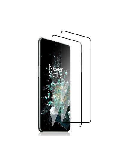 اشتري Pack Of 2 for OnePlus 10T 5G Screen Protector 9H Hardness Full Coverage Screen Guard HD Ultra-thin Tempered Glass Screen Protector- Black في الامارات