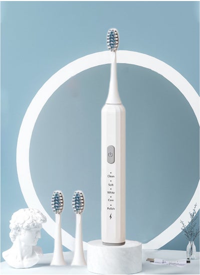 Buy Rechargeable Sonic Electric Toothbrush High-frequency Vibration IPX6 Waterproof Power Toothbrush 5 Modes Adjustable and Smart Electric Toothbrush with 3 Detachable Soft-bristle Brush Heads in Saudi Arabia