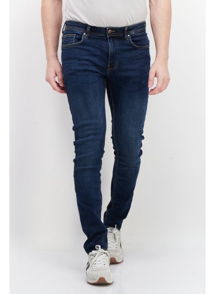 Buy Men Regular Fit Washed Denim Jean, Blue in Saudi Arabia