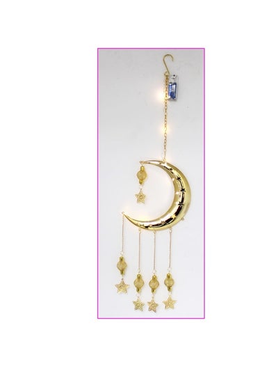 Buy Ramadan Hanging Decoration Metal Moon With Light 18cm, Radiant Elegance for Your Festive Space in UAE