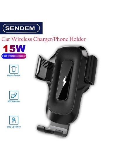 Buy 15W Car Wireless Charger Phone Stand Touch Sensitive Mobile Phone Charger Mount in Egypt