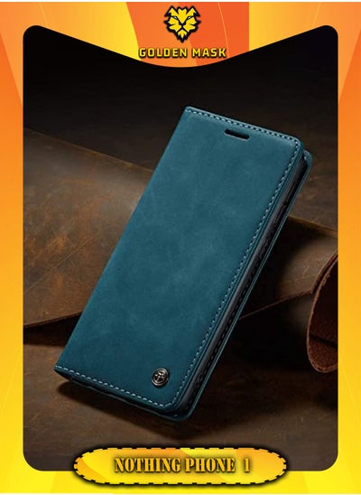 Buy For Nothing Phone (1) Flip Case Wallet Protection Leather Cover with Card Holder (Green) in Egypt