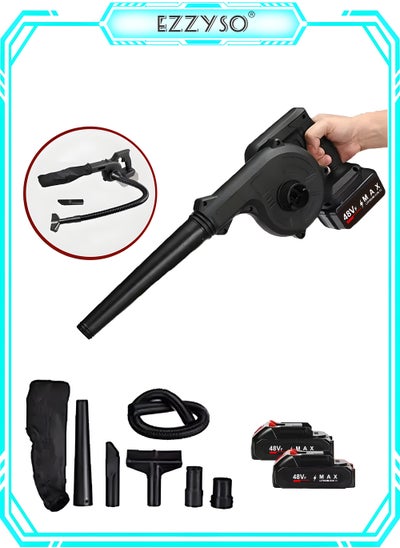 Buy Cordless Leaf Blower Vacuum with 2 Battery and Charger 48V Leaf Blower Cordless Lightweight Mini Cordless Leaf Vacuum Handheld Electric Blowers for Lawn Care Dust Pet Hair in Saudi Arabia