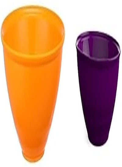 اشتري M-Design 30688 Small Mixing Bowl - Orange, 1.3 Liter + M-Design 30686 Medium Plastic Round Mixing Bowl, 2.2 Liter - Purple في مصر