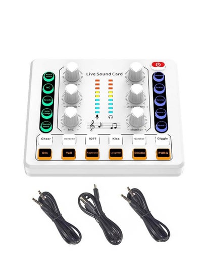 Buy M8 Sound Card DSP Chip Twelve Ambient Sounds Four Kinds Of Sound Changes Live Broadcast DJ Mixer Music Recording Guitars TikTok Facebook YouTube USB Bluetooth White in Saudi Arabia