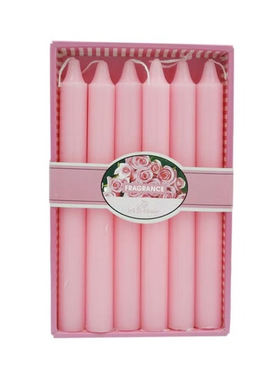 Buy 6-Piece Scented Rose Candle Pink 20centimeter in UAE