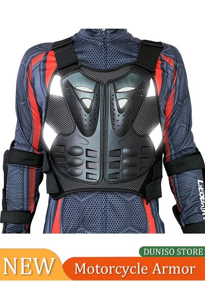 Buy Adjustable Motorcycle Armor Suit with Reflective Stripe,Mountain Bike Cyclecross Chest Protect Gear,Motorbike Protective Jacket with Chest Back Spine Armor Elbow Protection Pad for Motocross Cycling Skateboarding,Black in Saudi Arabia