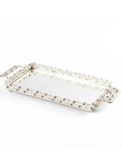 اشتري Elmas Large Rectangular Tray, Silver - 51x31 cm في الامارات