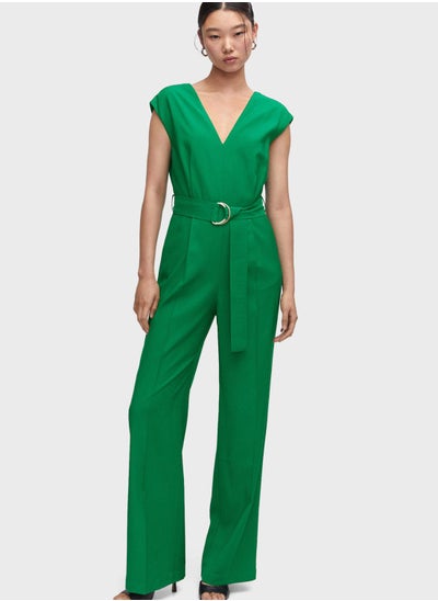 Buy V-Neck Belted Jumpsuit in UAE