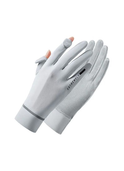 Buy Summer Touchscreen Driving Gloves with UV Protection Non-Slip for Light Outdoor Activities Like Driving, Relaxing and Walking in Open Air Silver in Saudi Arabia