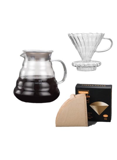 Buy 3-Piece Glass Coffee Pot Set 800ml in UAE
