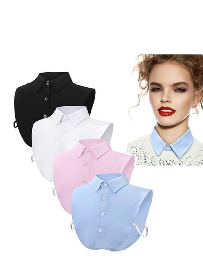 اشتري 4 Pcs Fake Collar Lady's Fake Collar Half Shirt Blouse Detachable False Collar Joker Shirt Decorative Collar Dickey Collar Cuff Cotton Choker Tie False Lapel Point في السعودية