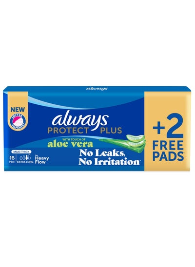 Buy Always PROTECT PLUS Maxi Thick EXtra Long Sanitary Pads With Aloe Vera 16+2 PCS in Egypt