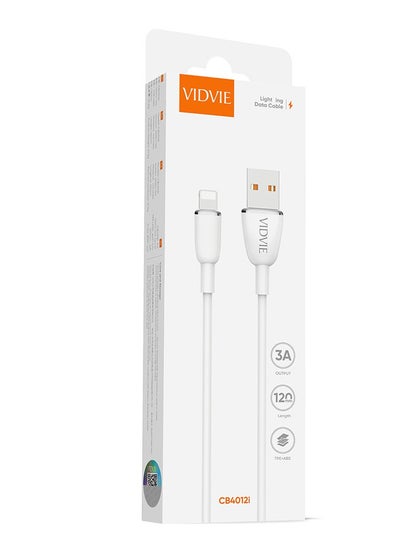 Buy Vidvie CB4012i NYLON USB to Lightning Cable 3A 1.2m White in Egypt