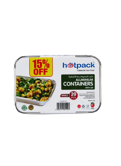 اشتري Hotpack | 20Pcs Aluminium Container 8389 + Lid 15% Offer في الامارات
