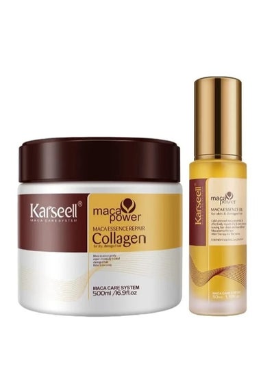 اشتري Collagen Hair Treatment Deep Repair Conditioning All Hair Types500ml + Argan Oil Hair Serum for Dry Damaged Hair 50ml في السعودية