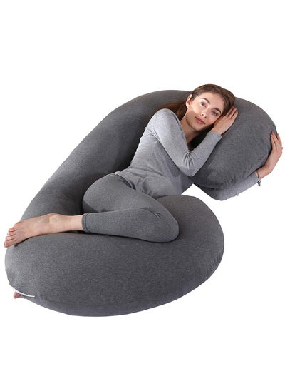 Buy Soft Pregnancy Pillow 145 cm C Shaped Full Body Pillow with Removable Cooling Cover Maternity Pillow for Pregnant Women Dark Grey in Saudi Arabia