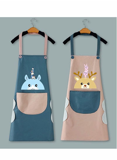 اشتري Ladies Aprons,   Deer Aprons With Pockets and Hand Towels, Waterproof and Oil-proof Kitchen Aprons, Applicable for Home Kitchen, BBQ, Cofe, Hotel, Floral Shop (Set of 2 PCS) في السعودية