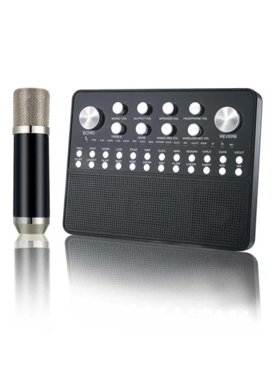 Buy Sound Card with Wireless Microphone and Free Monitoring All-in-One Podcast Live Streaming Studio Kit in Saudi Arabia