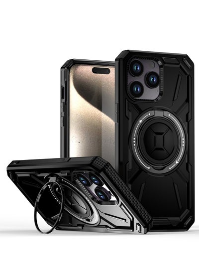 Buy GOLDEN MASK For iPhone 14 Pro Max Armored II Series Mag-Safe Magnetic Holder Phone Case (Black) in Egypt