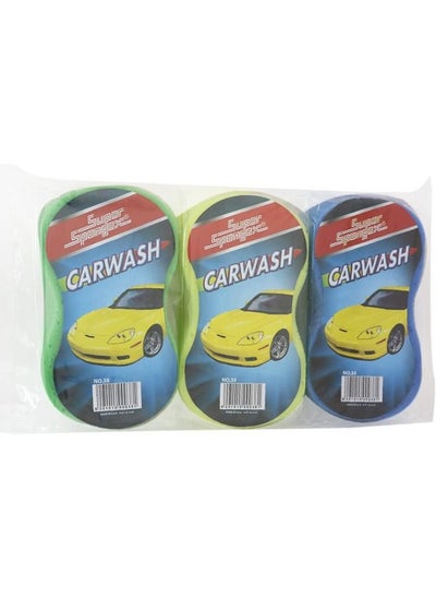 Buy Car Wash Sponges Pack of 3 Pcs Mix Colors Cleaning Scrubber Handy Multi-Functional Washing Sponges Clean Tools in UAE