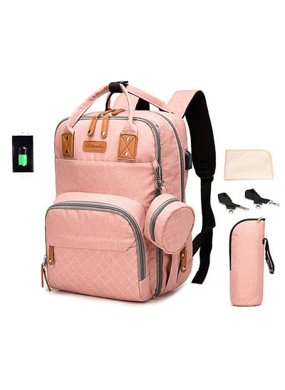 اشتري Portable Diaper Bag Backpack Travel Baby Nursing Bag Large Capacity Mommy Bag Water-resistant with USB Charging Port Changing Pad Stroller Straps Bottle Bag في الامارات