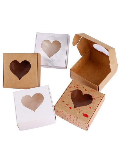 Buy 20 Pack Heart Candy Boxes Mini Kraft Paper Gifts Wrapping Box Valentine'S Day Wedding Bridal Shower Birthday Party Cookie Sweet Jewelry Small Presents Box in UAE