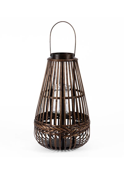 Buy Bamboo Lantern with Tall Handle, Brown - 30x50 cm in UAE