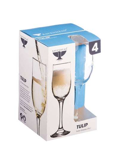 Buy Tulip Flute Glass, Clear - Set of 4 in UAE