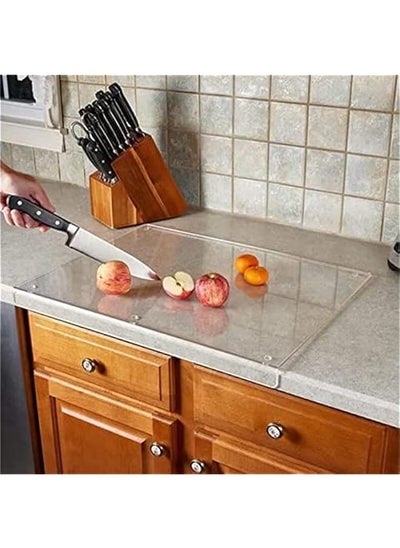 Buy Clear Acrylic Cutting Board with Lip - Non-Slip Kitchen Countertop Protector for Home and Restaurant in UAE