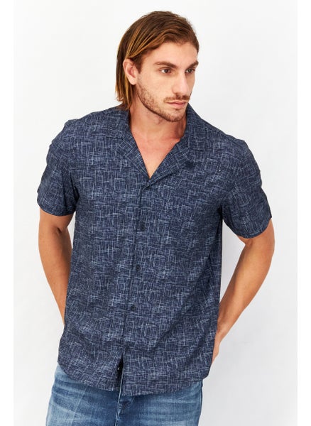 Buy Men Regular Fit Allover Print Casual Shirt, Navy/White in UAE