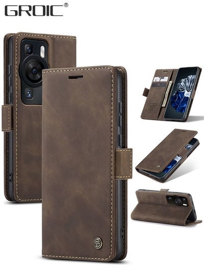 Buy For Huawei P60pro/ Huawei P60 Case, Luxury Leather Wallet Cover, Leather Wallet Case Classic Design with Card Slot and Magnetic Flip Flip Folding Case 6.67'' in UAE