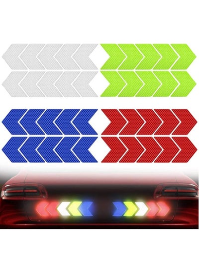 اشتري SYOSI 40pcs Safety Reflector Stickers, Warning Night Visibility Adhesive Stickers, Arrow Decals Reflective Tape, for Bicycle Motorcycle Cycling Vehicle, Four Colors في السعودية