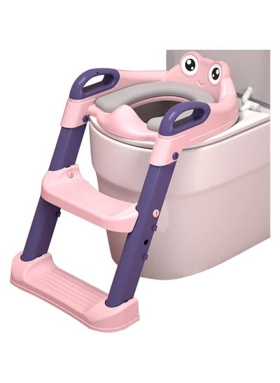 Buy Adjustable Toddler Toilet Potty Chair for Kids Training Seat With Soft Cushion And Sturdy Non-Slip Step Stool Ladder in UAE