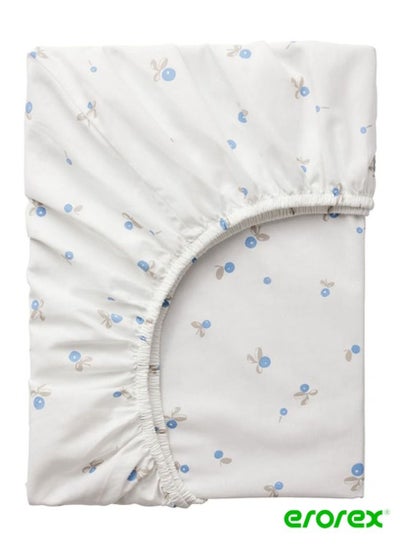 Buy Fitted sheet for cot white blueberry patterned 60x120 cm in Saudi Arabia