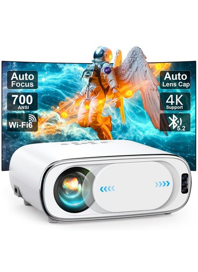 اشتري Projector 4K with WiFi 6 and Bluetooth Upgrade 400 ANSI Native 1080P Portable Outdoor Projector, Auto 6D Keystone, Zoom, Home LED Movie for Outdoor and Home Use في الامارات