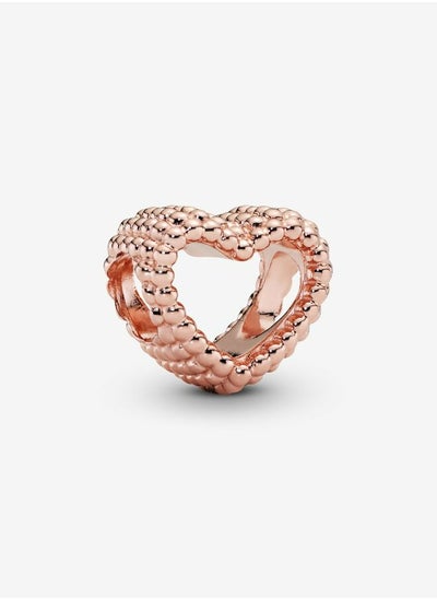 Buy 14k Rose Gold-plated Beaded Open Heart Charm for Pandora Moments Women's Bracelet 787516 in Saudi Arabia