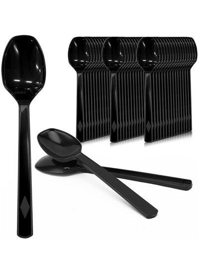 Buy 50-Piece Disposable Spoon Set Black Soup Spoons Chocolate Coffee Flavor Ice Cream, Dessert Spoons for Party in UAE