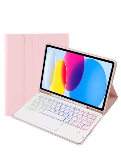 اشتري Touchpad Arabic and English Keyboard Case for iPad 10th Generation Case (10.9", 2022),Backlight, Multi-Touch Trackpad, Flip Stand Case with Pencil Holder for New iPad 10th 2022 في السعودية